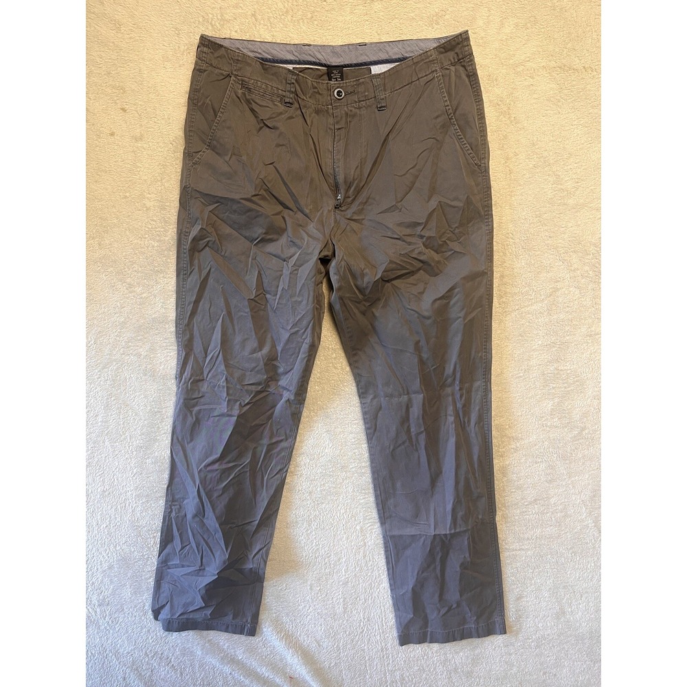 J.Crew Mens Charcoal Gray‎ Cotton Chino Pants 34W 34L Flat Front RN77388